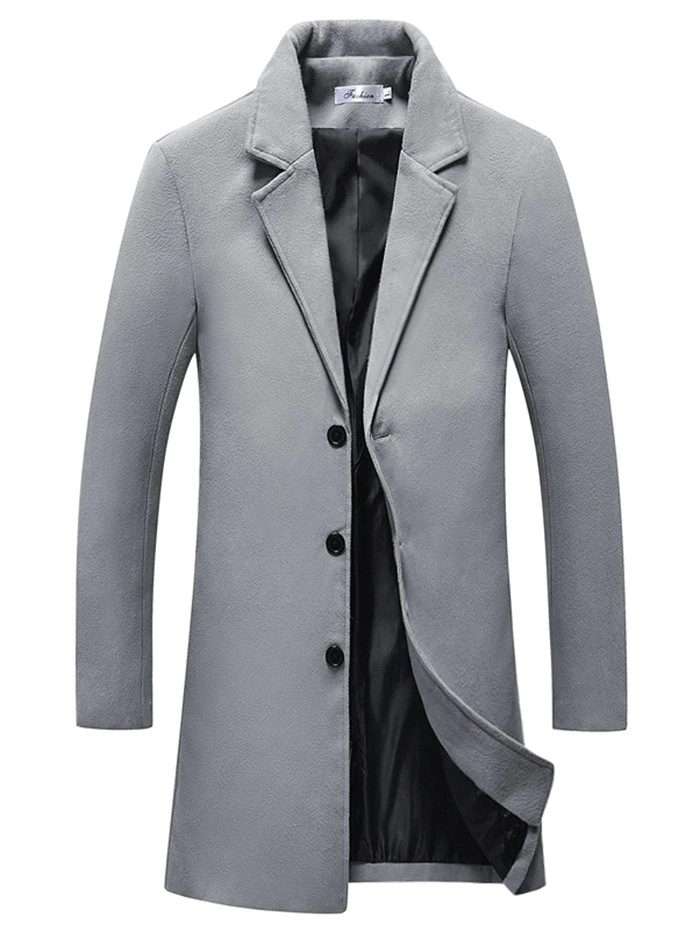 Button Fashion Long Overcoat for Men