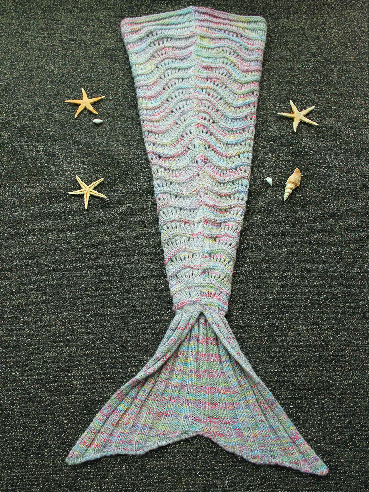 Cute kids' Hollow Out Colorful Knitted Mermaid Blanket