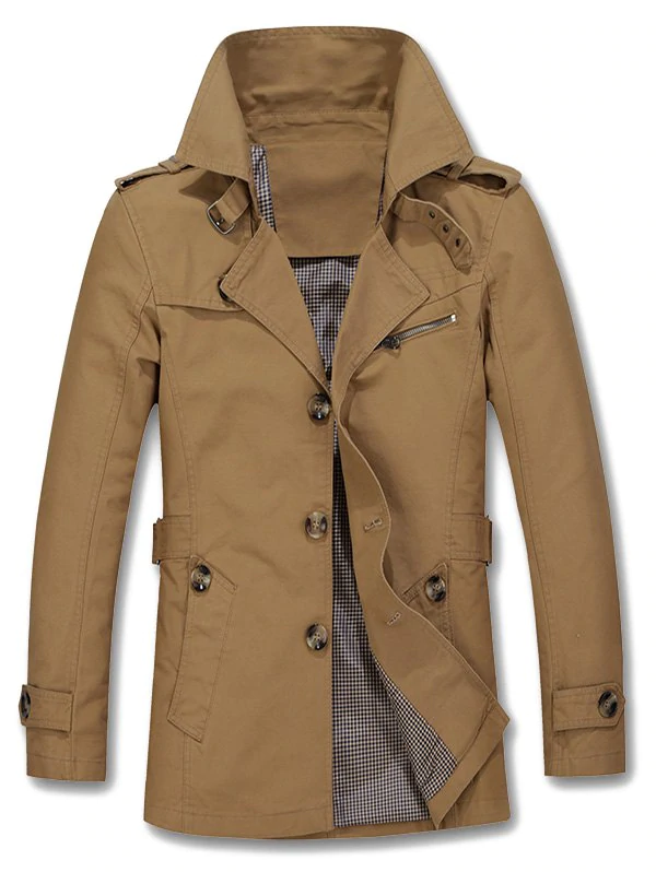 Buckled Epaulet Design Single Breasted Coat