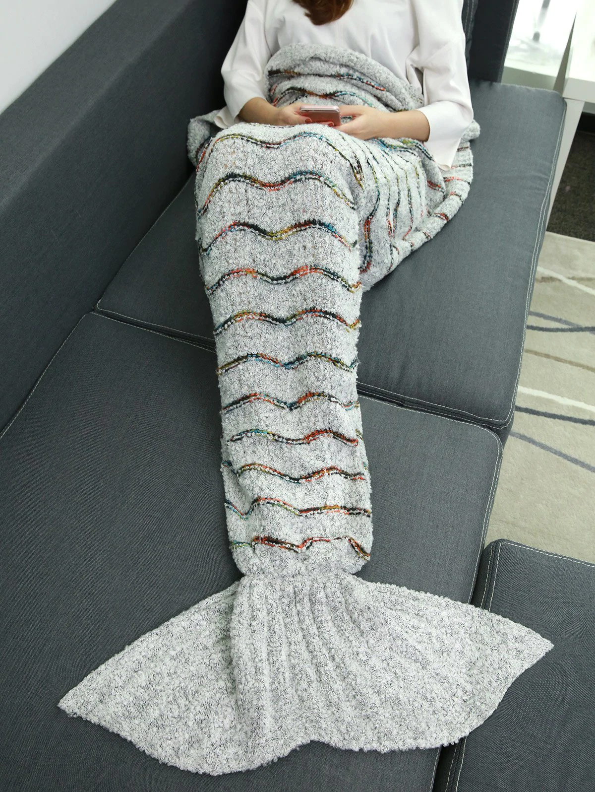 Soft Plush Stripe Sleeping Bag Wrap Mermaid Blanket