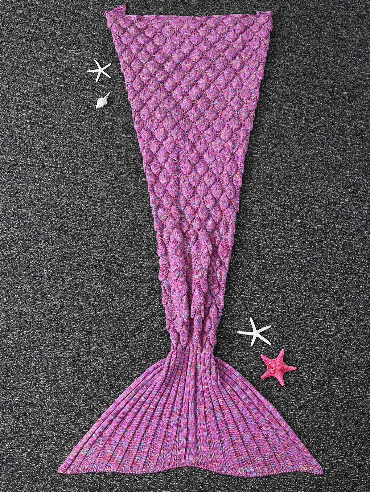 Warm Knitted Fish Scale Sleeping Bag Wrap Mermaid Tail Blanket