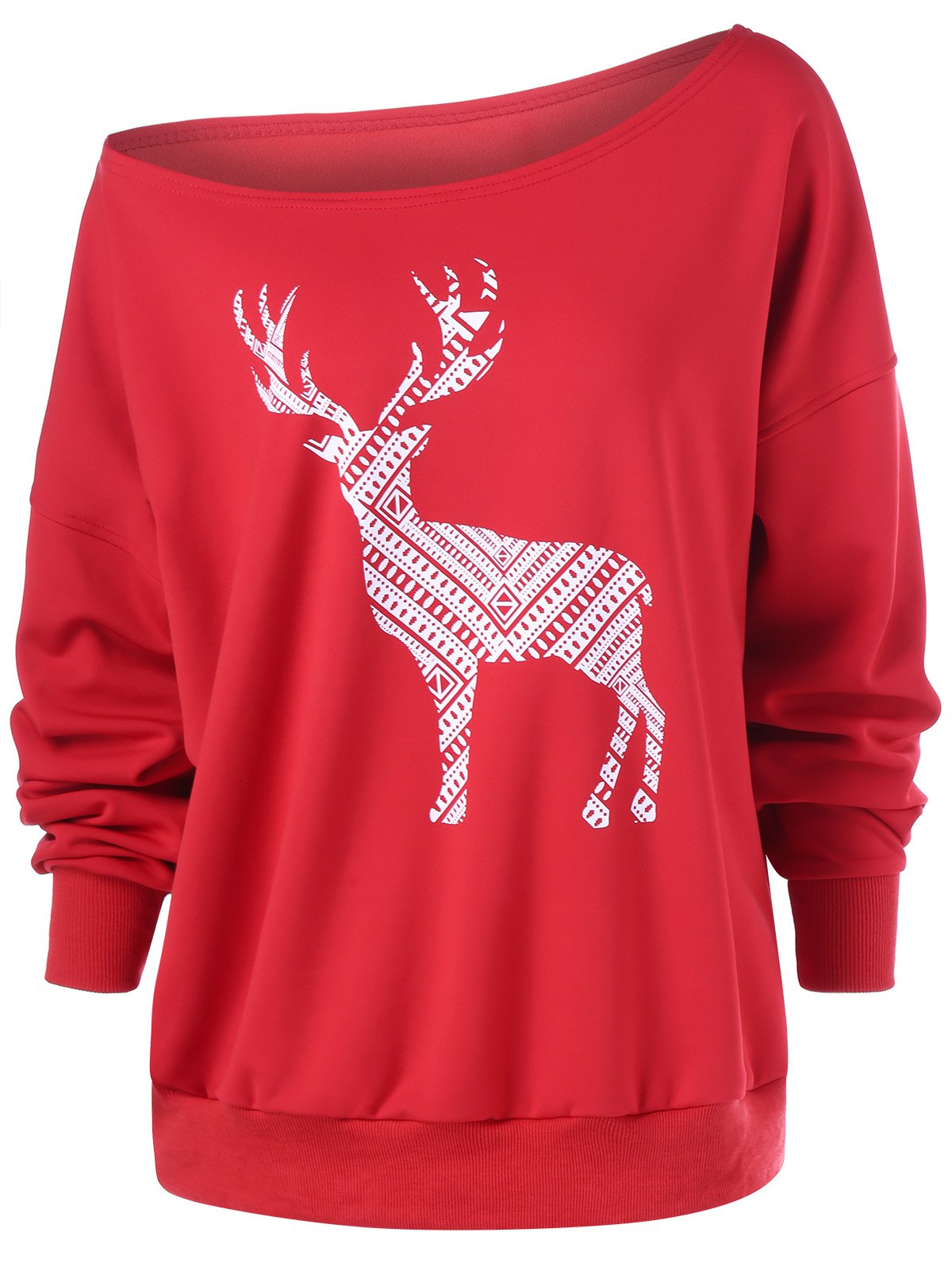 Fawn Print Skew Collar Pullover Sweatshirt