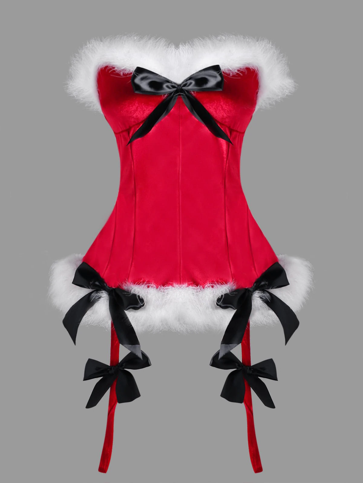 Christmas Plus Size Faux Fur Trim Corset