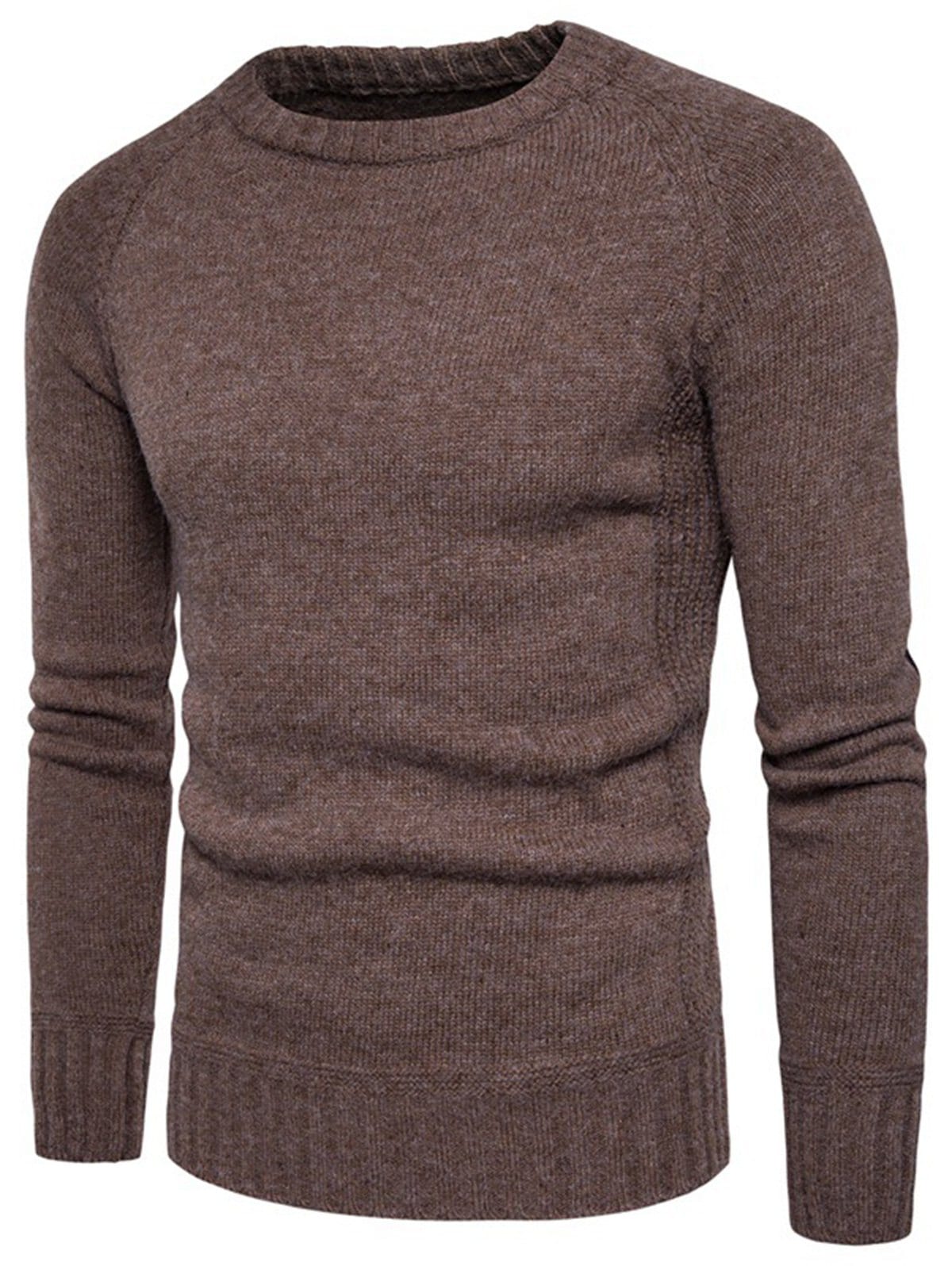 Crew Neck Raglan Sleeve Elbow Patch Sweater