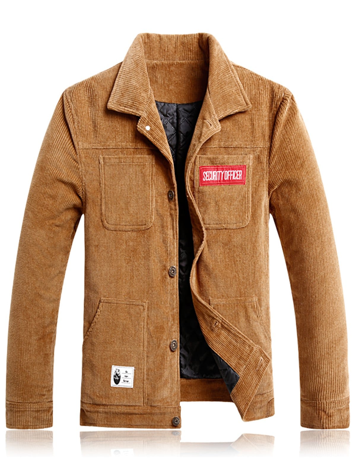 Pockets Appliques Padded Corduroy Jacket