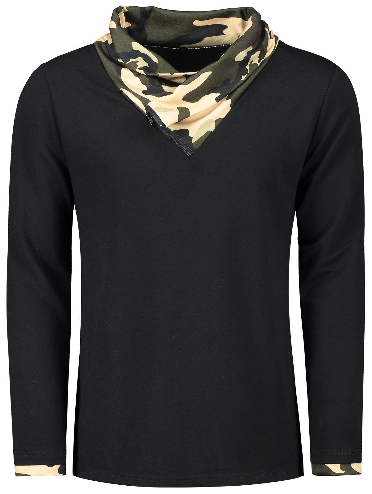 Long Sleeve Heaps Collar Camouflage T-shirt