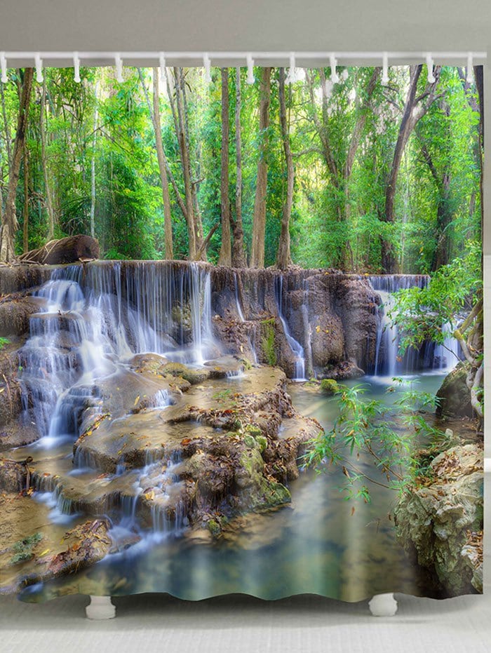 Forest Stream Printed Waterproof Shower Curtain