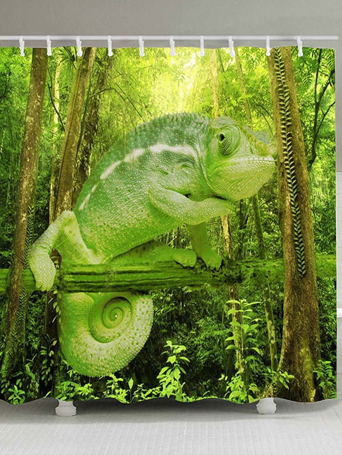 Forest Chameleon Print Polyster Shower Curtain