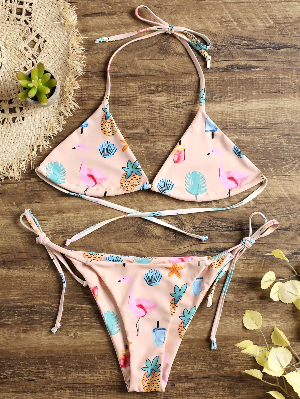 Flamingo Tropical Tie Side Small Bikini