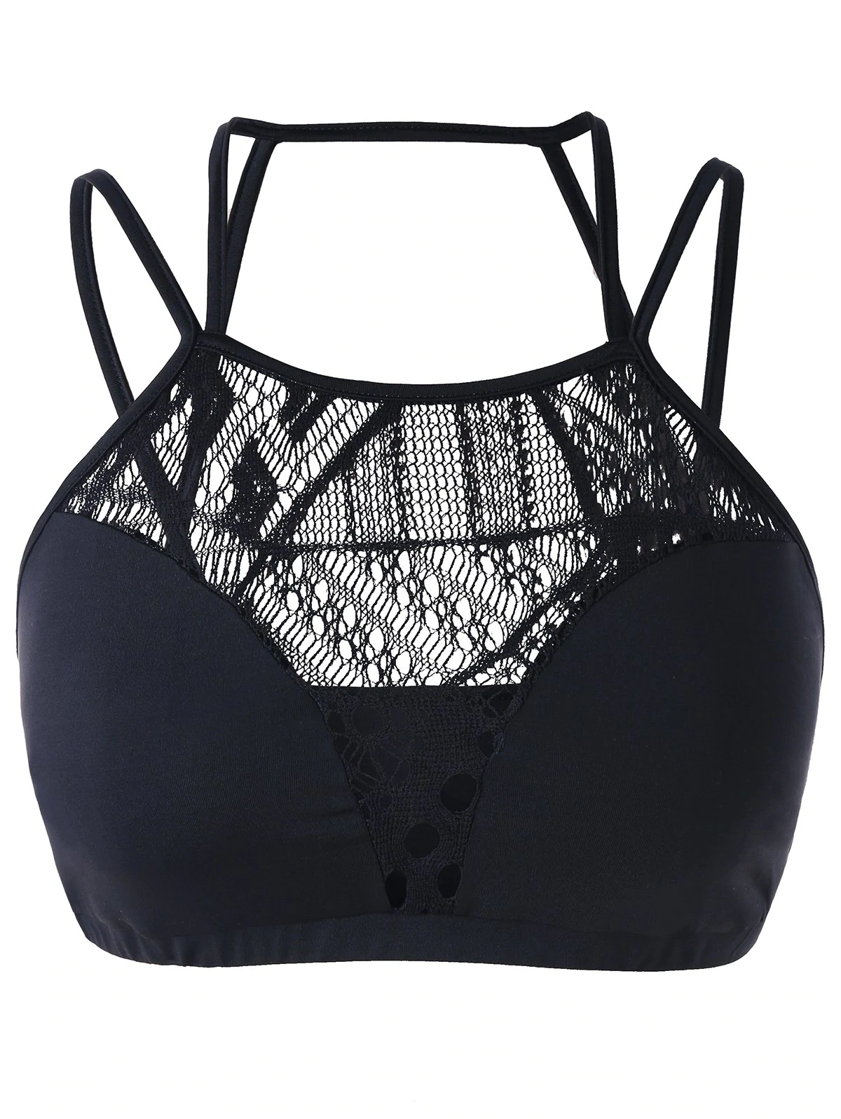 Plus Size Strappy Lace Insert Bralette Bra