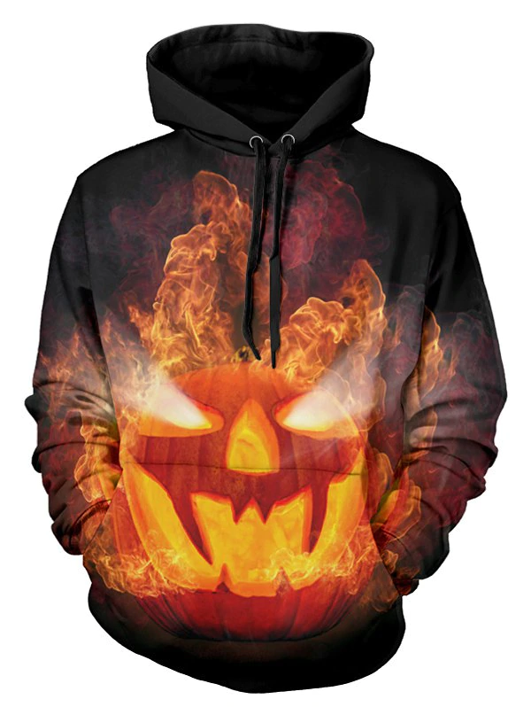 Halloween 3D Fire Pumpkin Lamp Print Hoodie