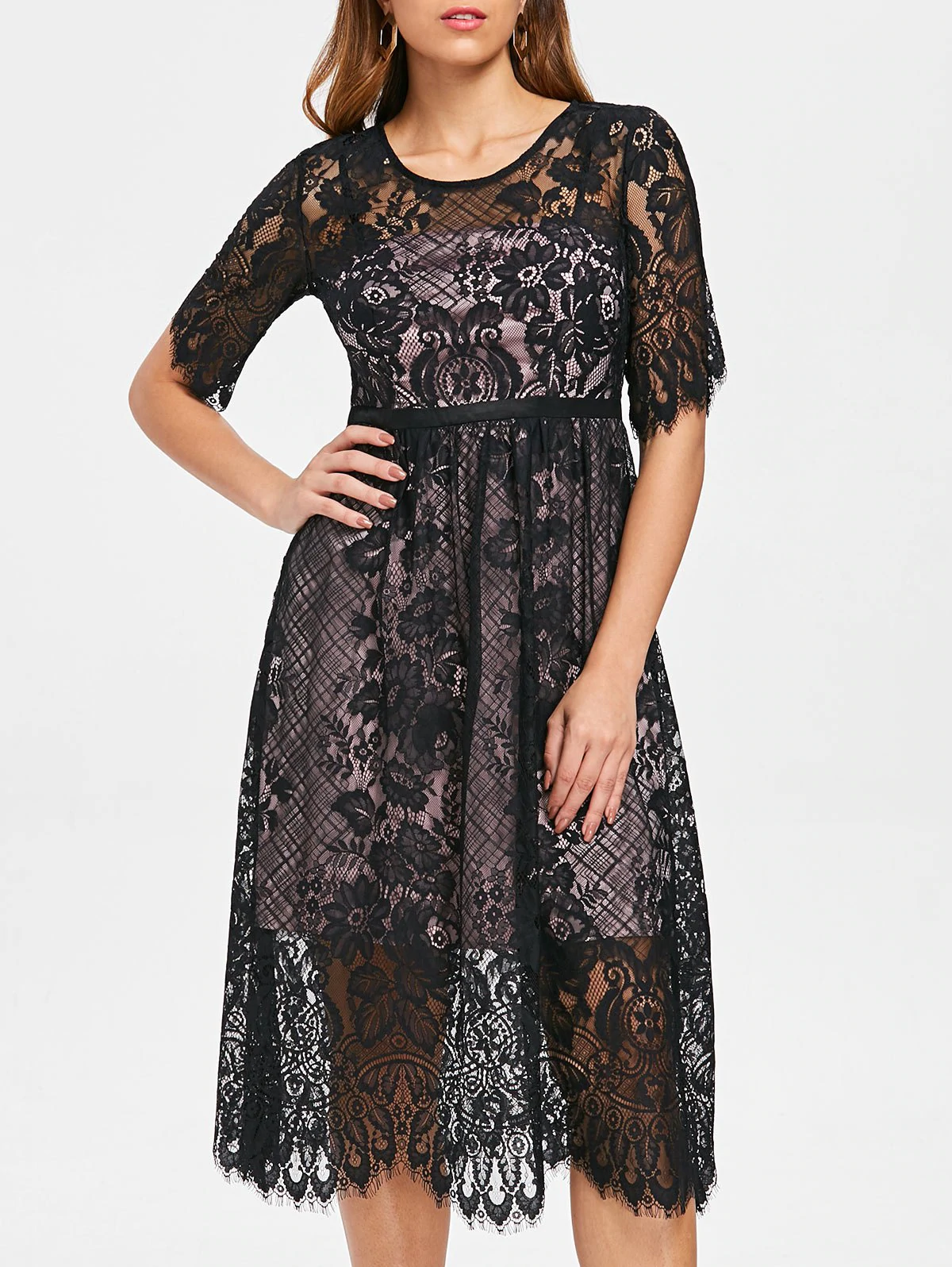 Floral Lace Midi Dress