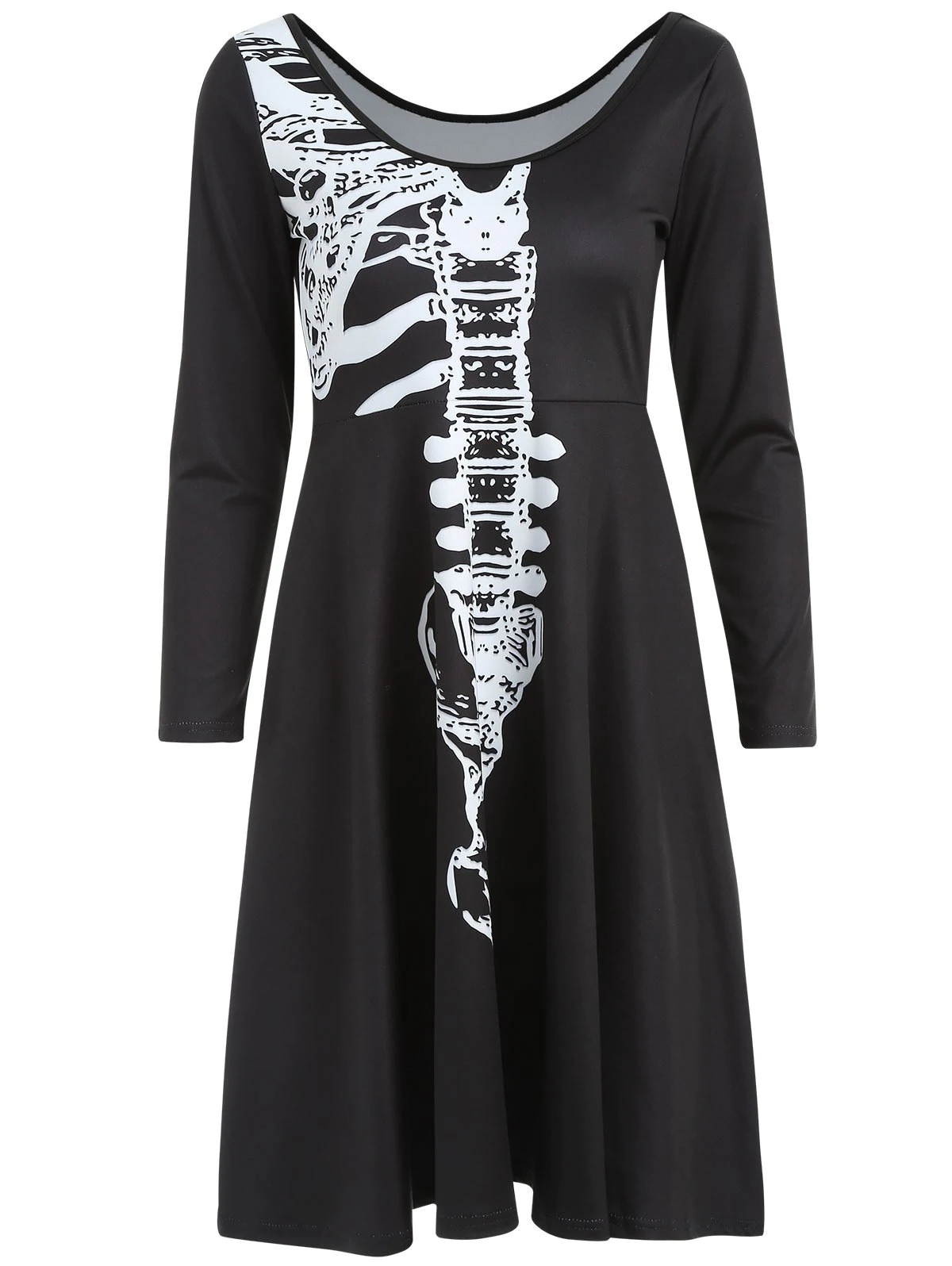 Halloween Skeleton Print Skater Dress