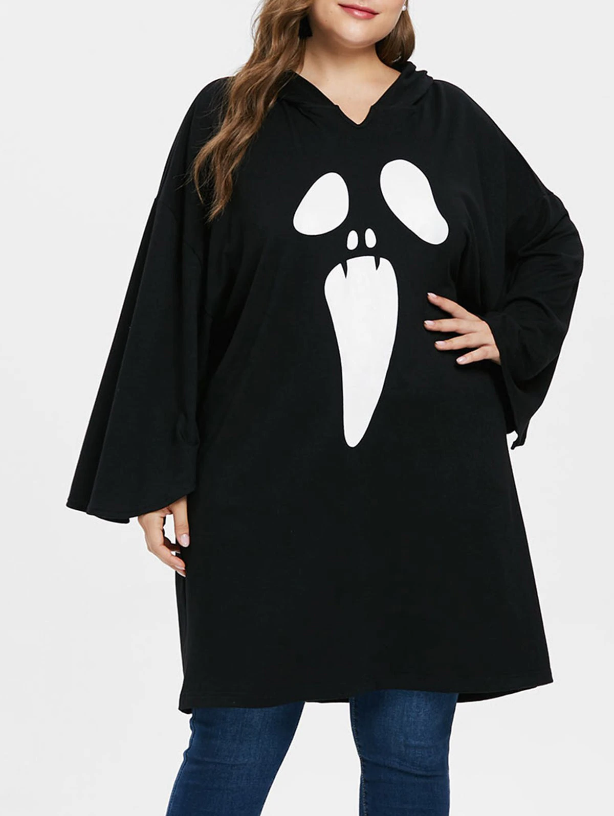 Plus Size Halloween Drop Shoulder Hoodie