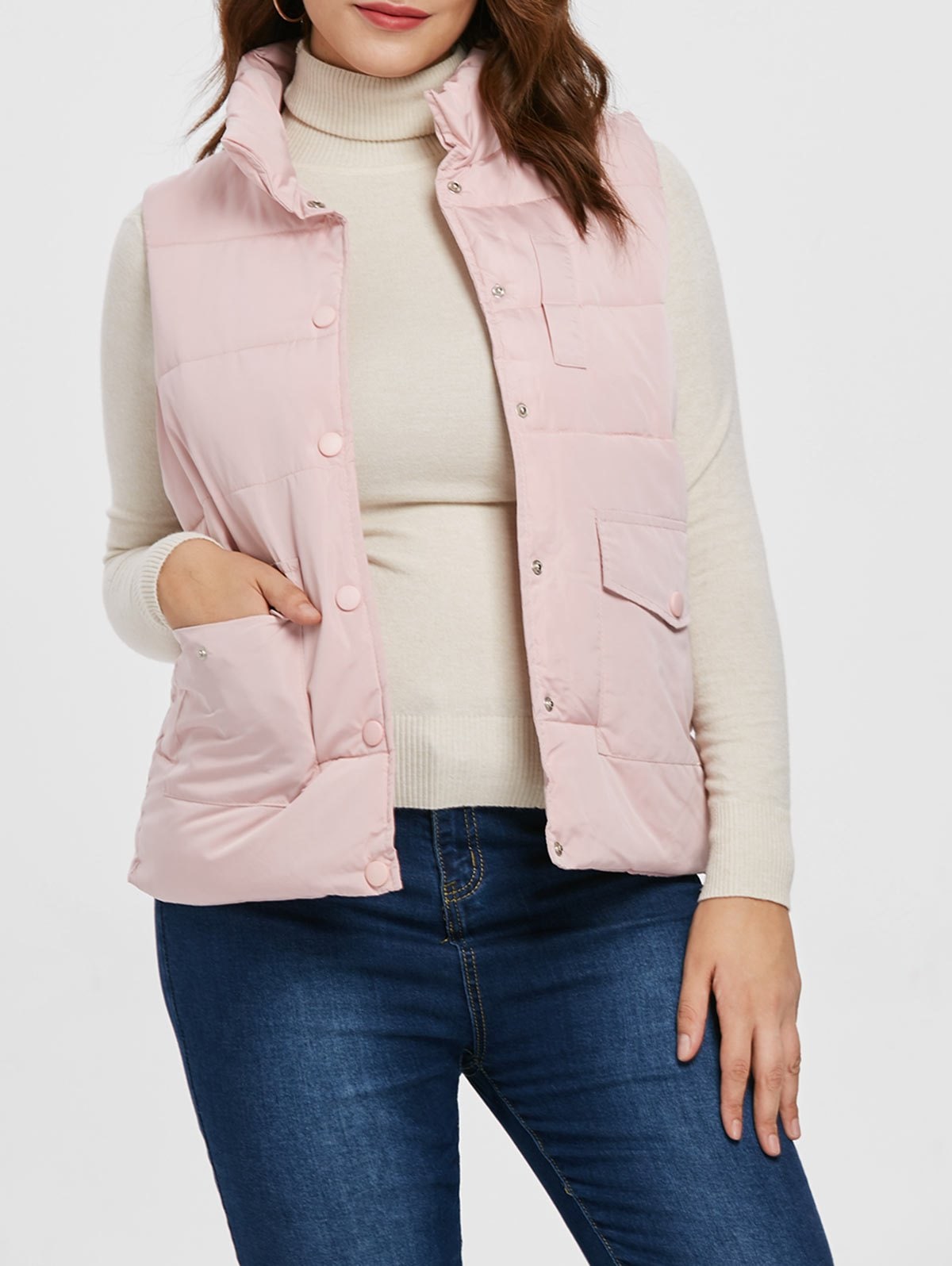 Plus Size Buttoned Down Vest