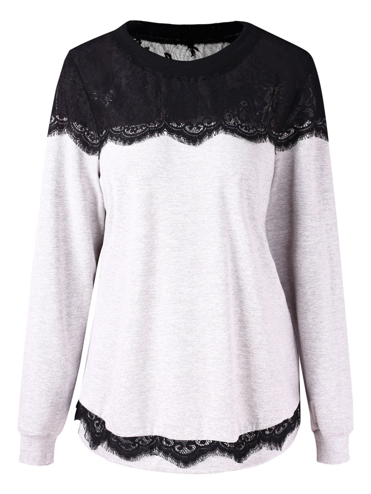 Plus Size Eyelash Lace Sweatshirt