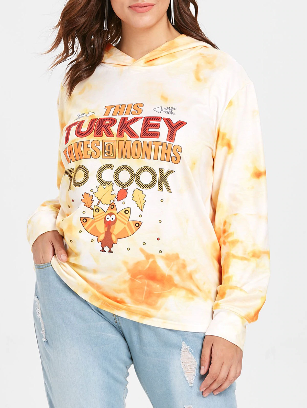 Plus Size Graphic Thanksgiving Hoodie