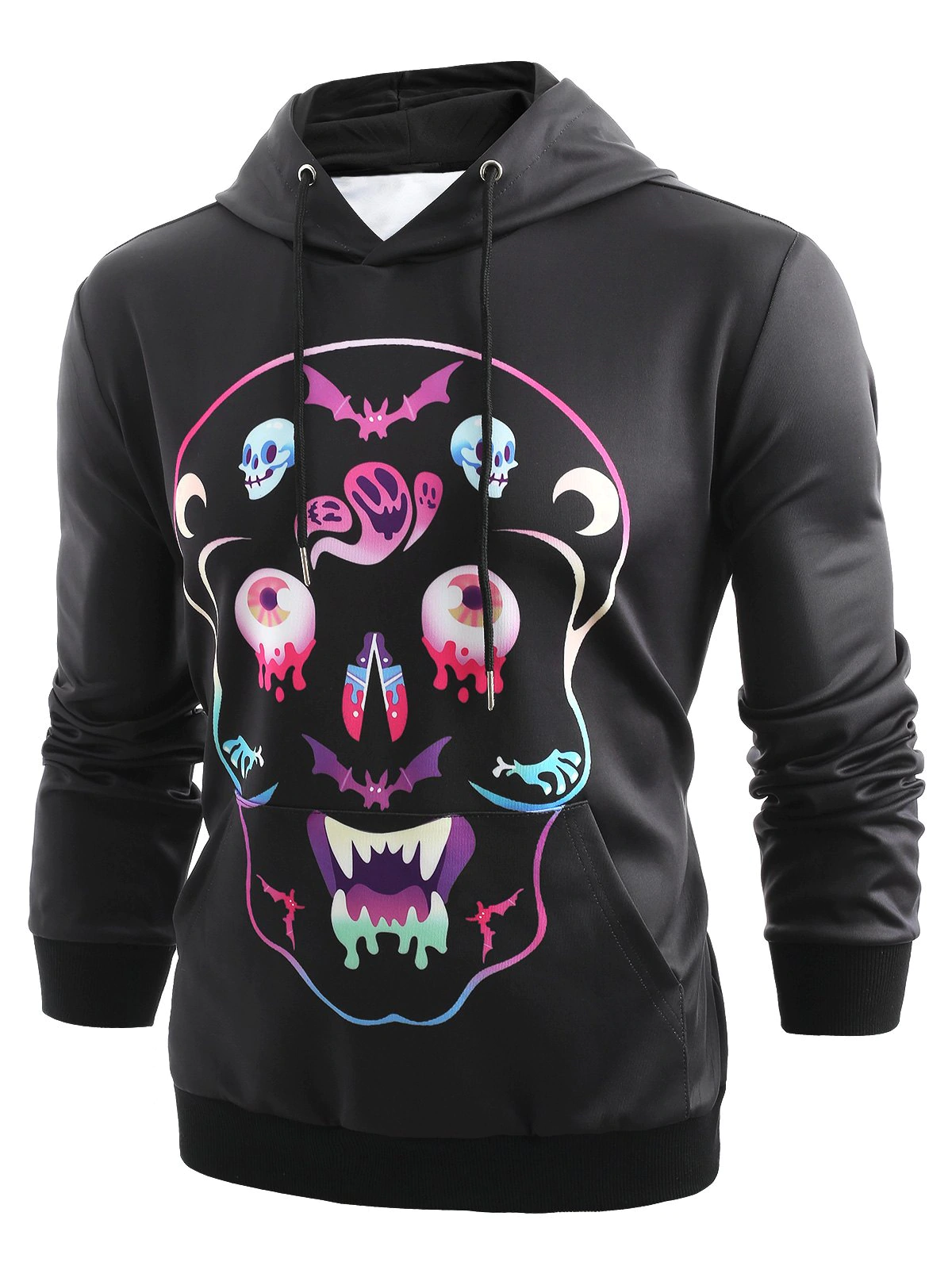 Halloween Colorful Skull Printed Pullover Hoodie