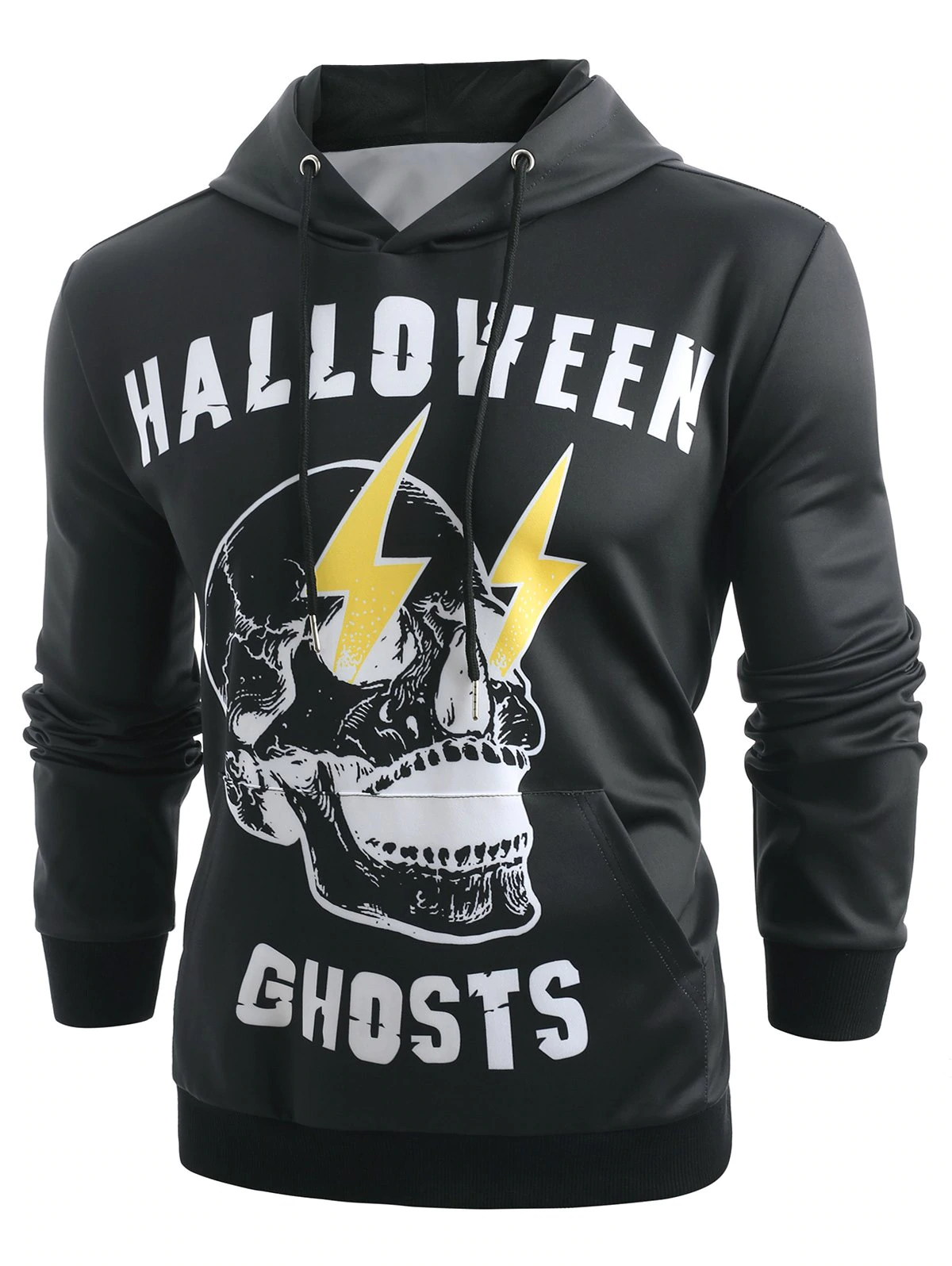 Halloween Skull Lightning Printed Pullover Hoodie