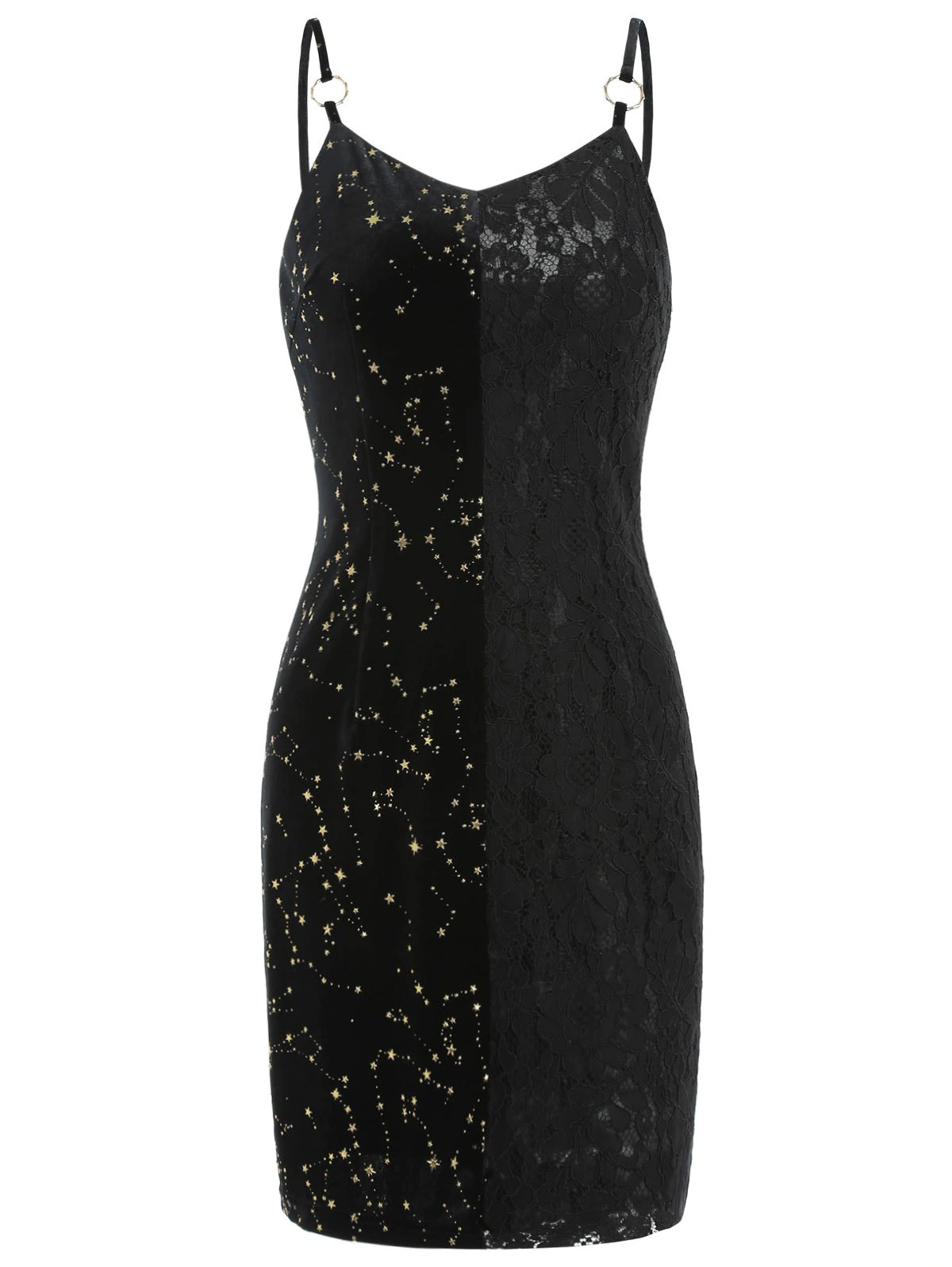 Velvet Lace Insert Star Mini Dress