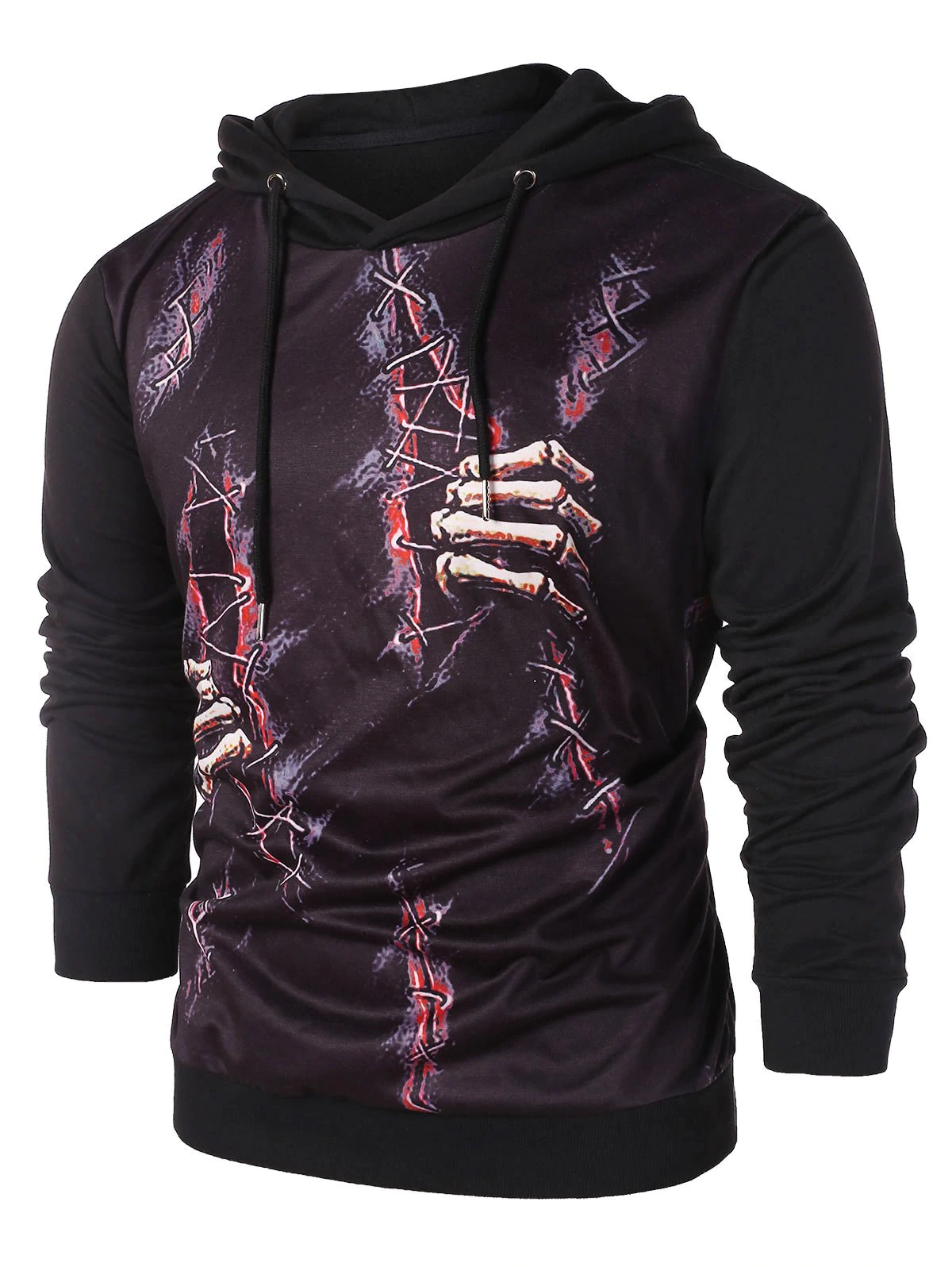 3D Hand Print Halloween Drawstring Hoodie