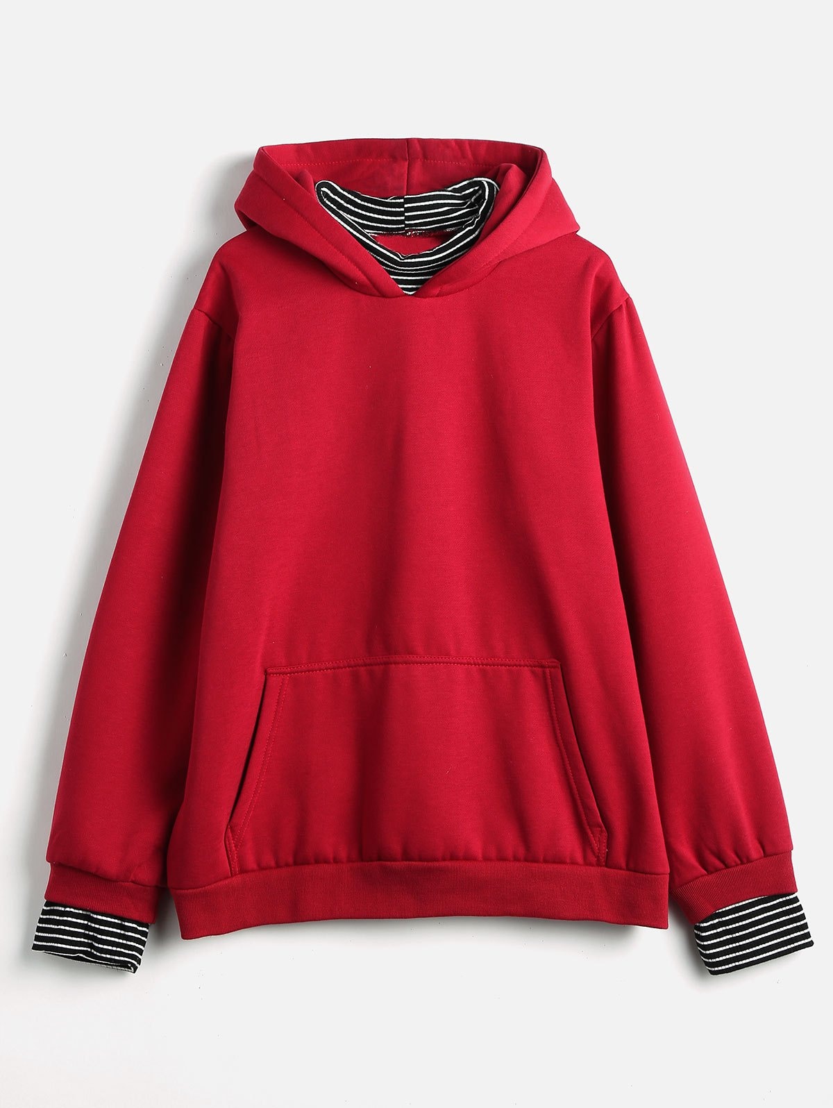 Plus Size Striped Panel Hoodie