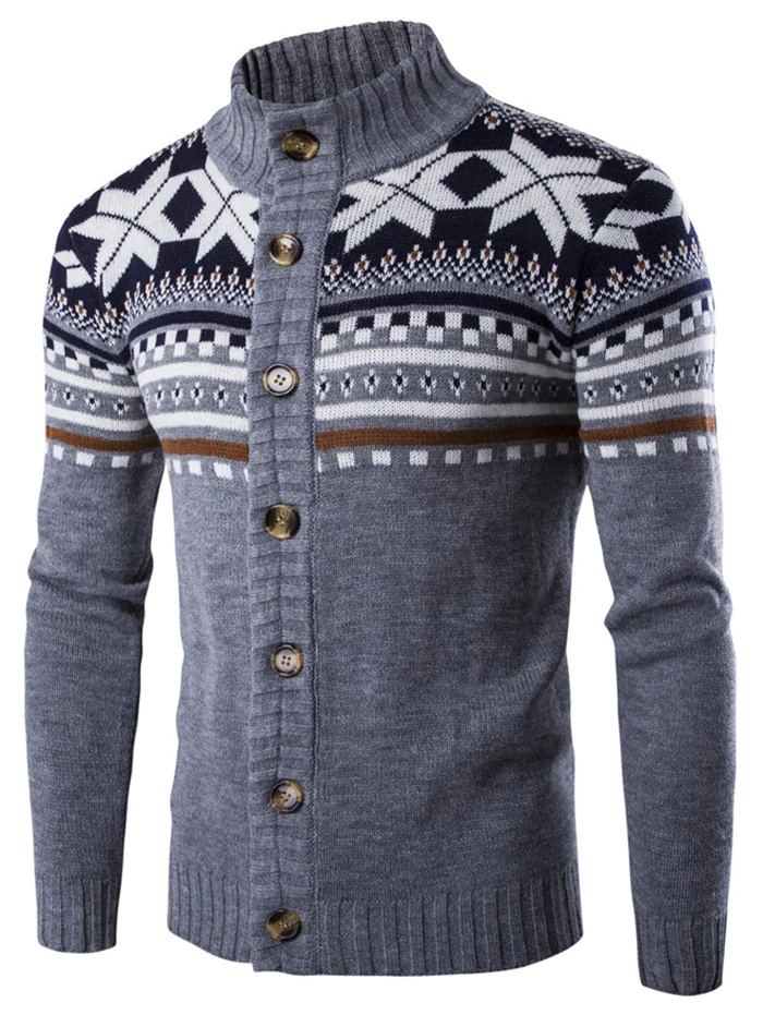 Christmas Geometric Snowflake Pattern Knitted Cardigan