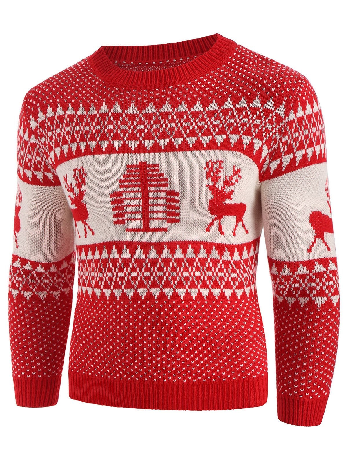 Christmas Deer Print Crew Neck Sweater