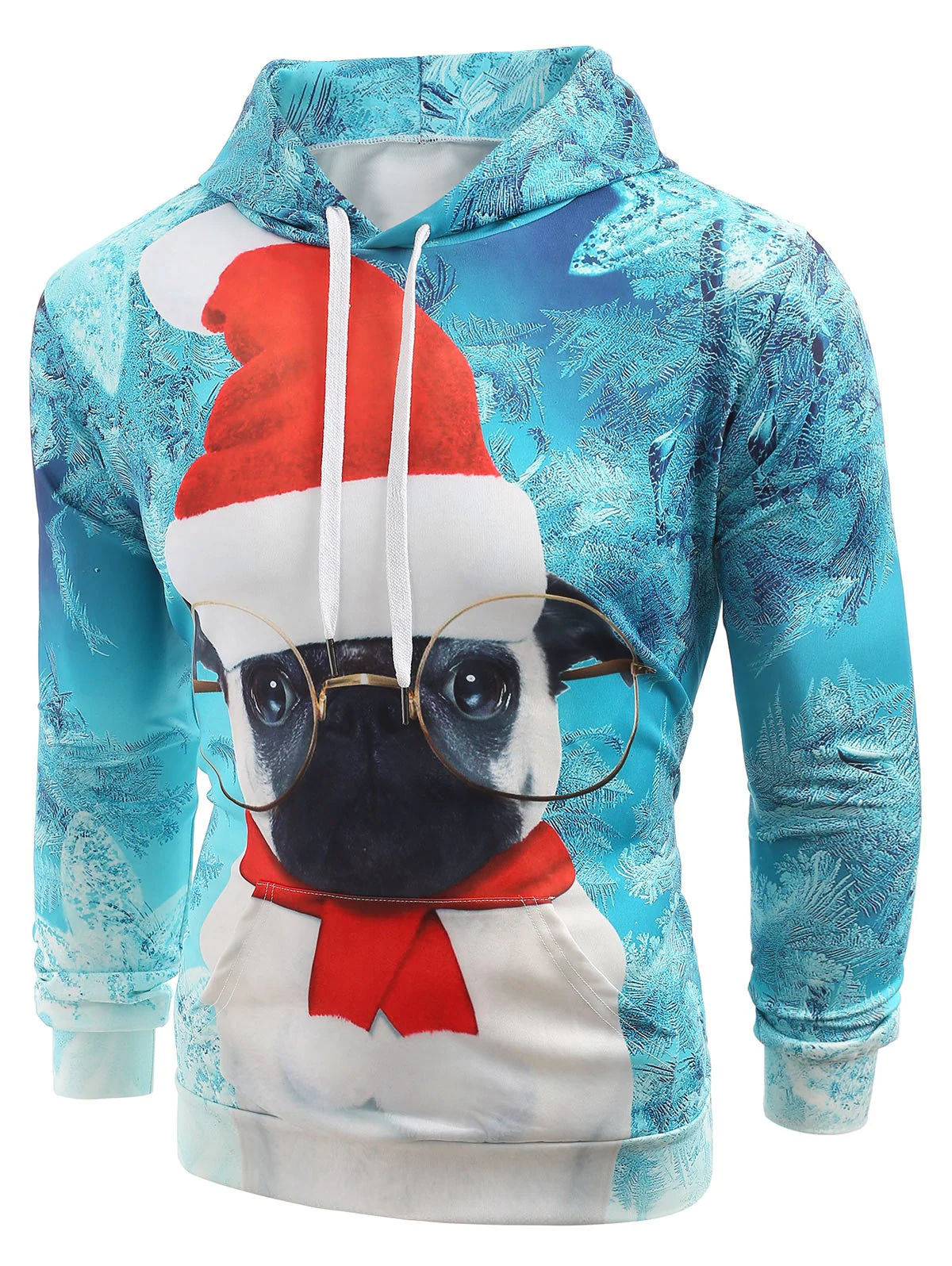 Christmas Puppy Print Kanga Pocket Hoodie