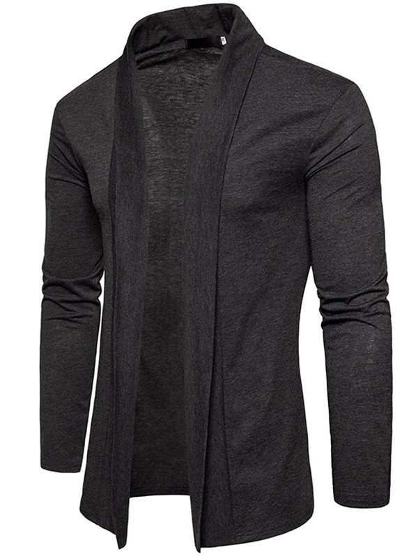 Fashion Men's Basic Long-sleeved Lapel Shawl Shirt Cardigan