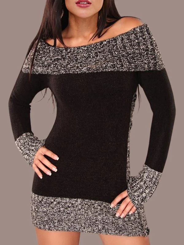 Hit Color Tunic Knitted Dress