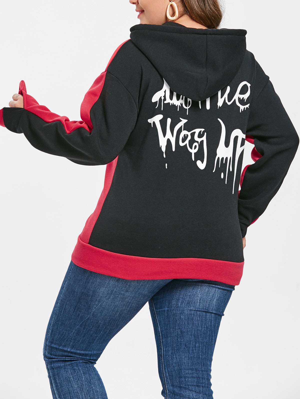 Plus Size Letter Printed Halloween Hoodie