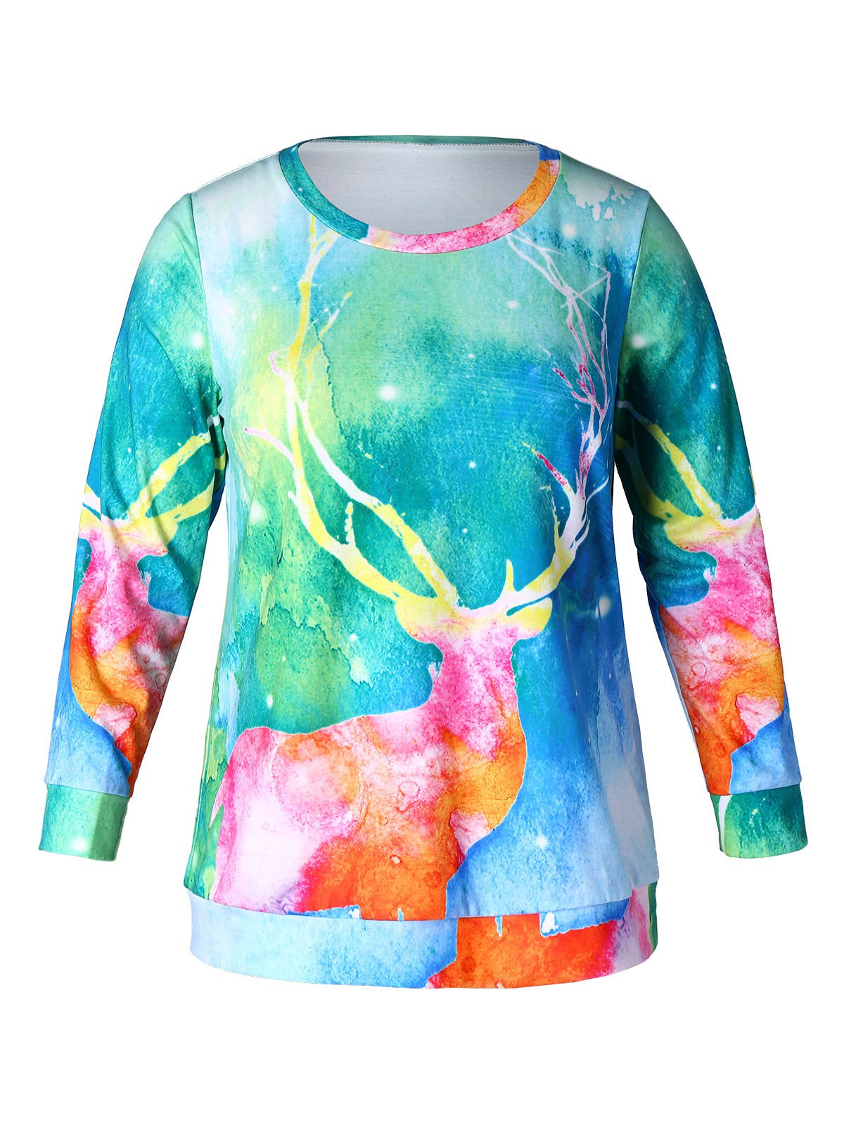 Christmas Plus Size Elk Print Sweatshirt