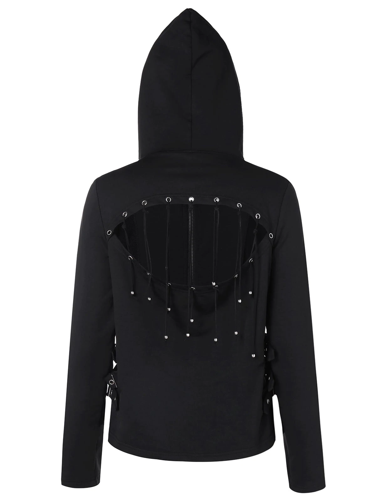 Cut Out Back Zipper Hoodie