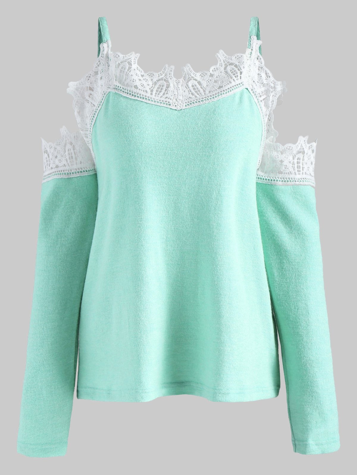 Lace Panel Cold Shoulder Sweater