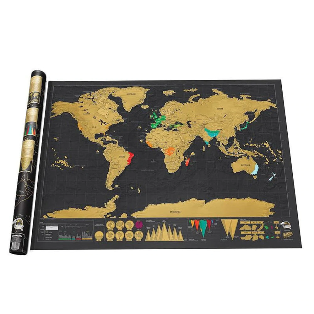 Large World Black Luxury Edition Scratch Map Paper Travel Footpr