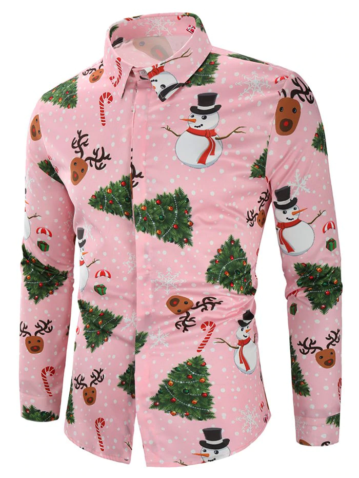 Christmas Snowmen Snoeflakes Tree Candy Print Shirt