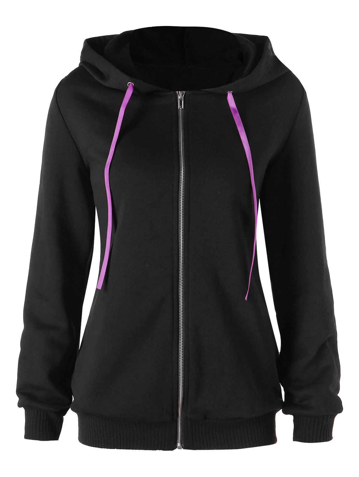 Lace Up Drawstring Zip Up Hoodie