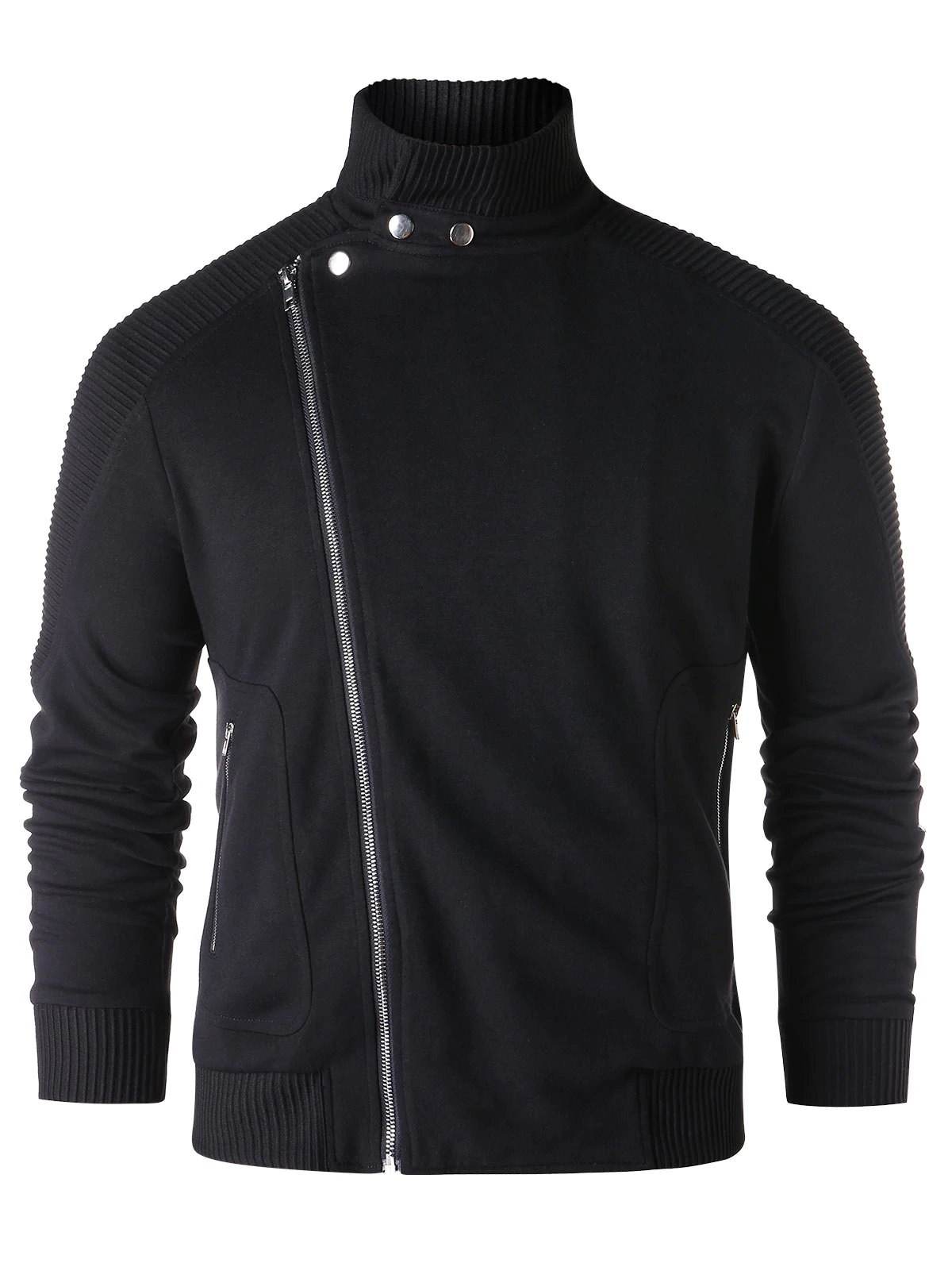 Asymmetric Zipper Stand Collar Jacket