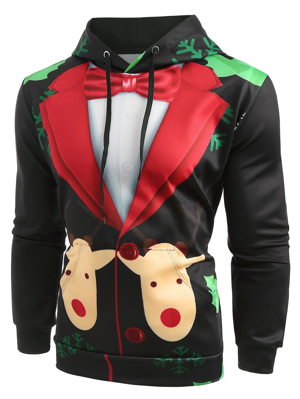 Christmas Faux Suit Print Pullover Hoodie