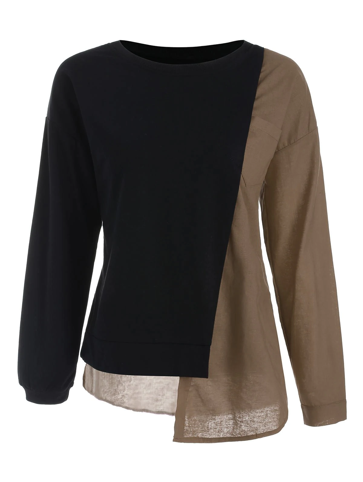 Drop Shoulder Asymmetric Contrast Sweatshirt