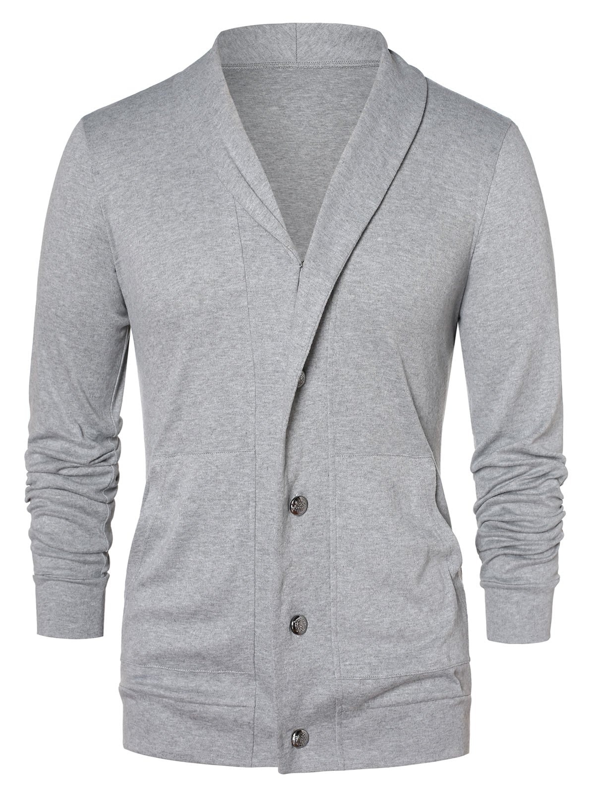 Button Up Shawl Collar Cardigan