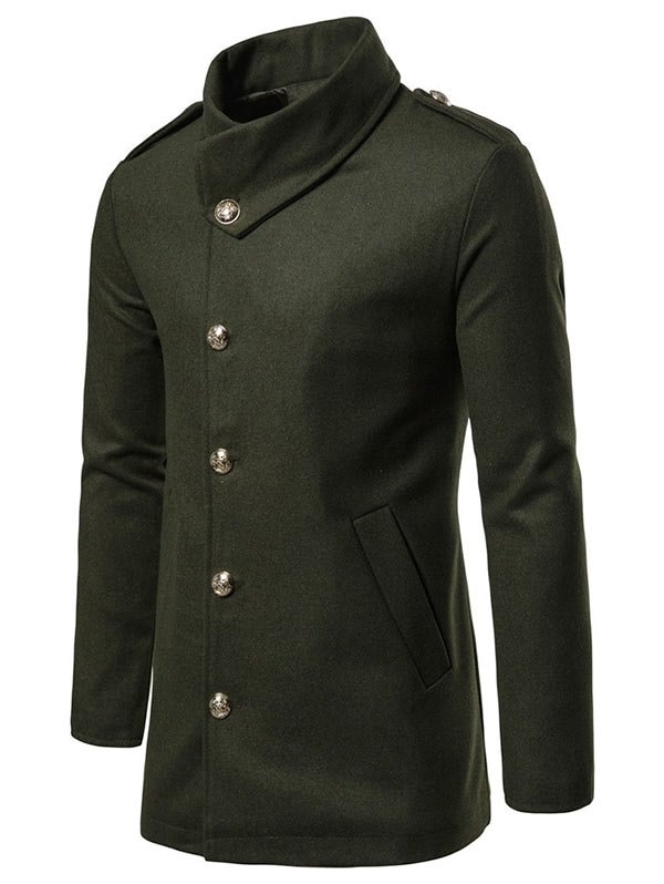 Solid Single Breasted Woolen Coat