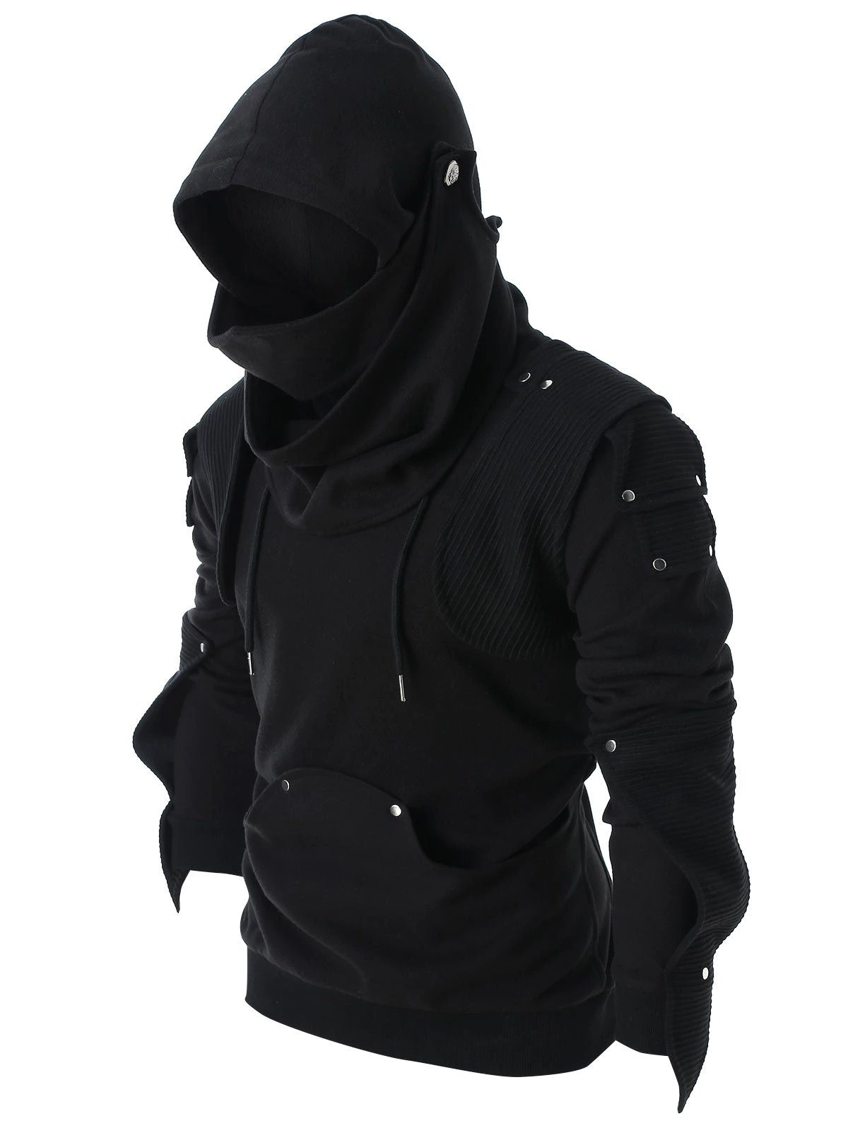 Rivet Long Sleeve Drawstring Hoodie