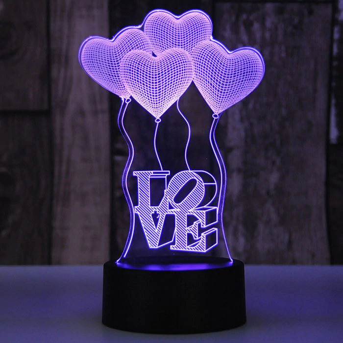 LED Colorful USB Power Supply Small Table Lamp Creative 3D Gift 