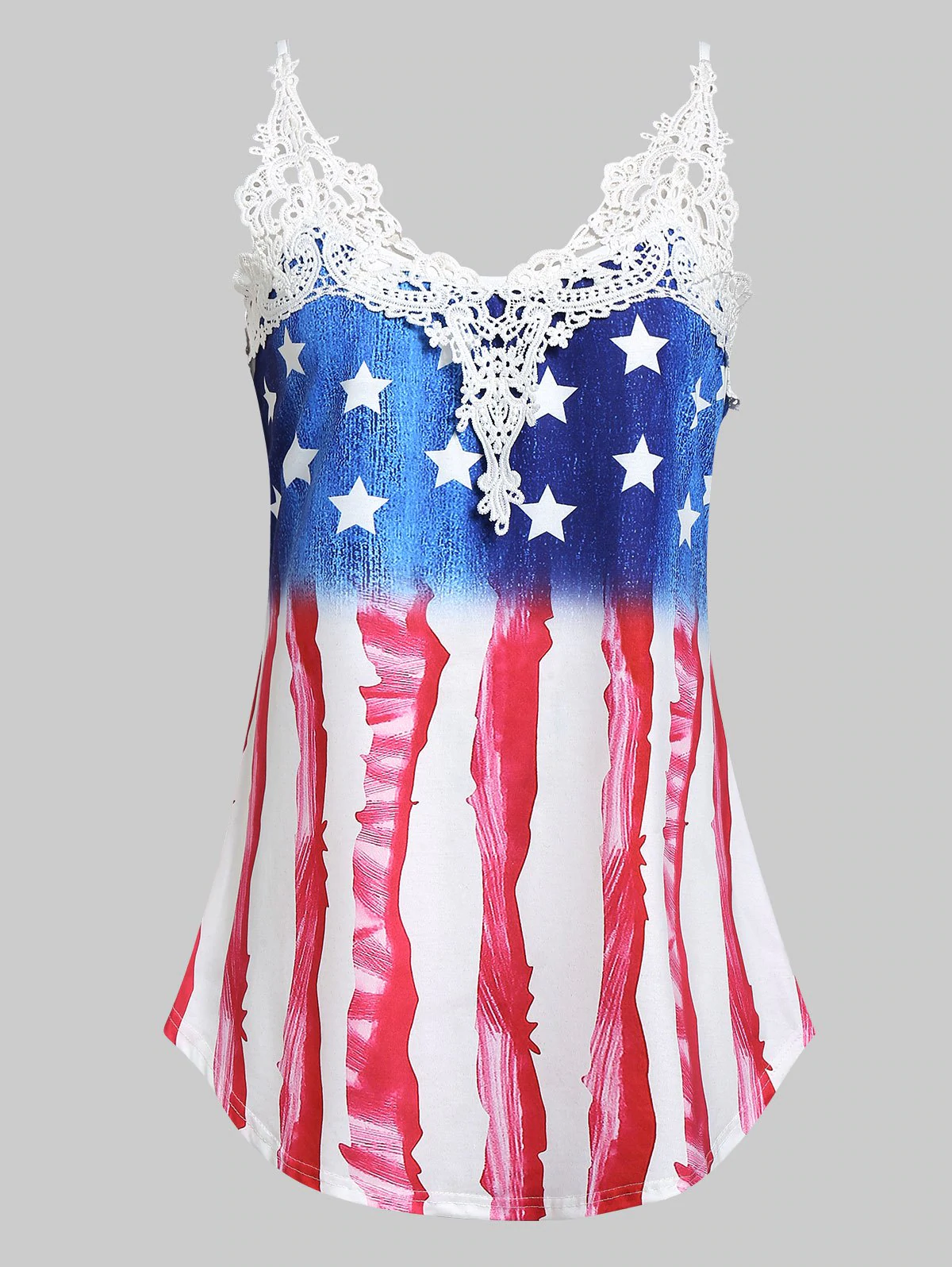 Plus Size Printed Lace Panel Tank Top