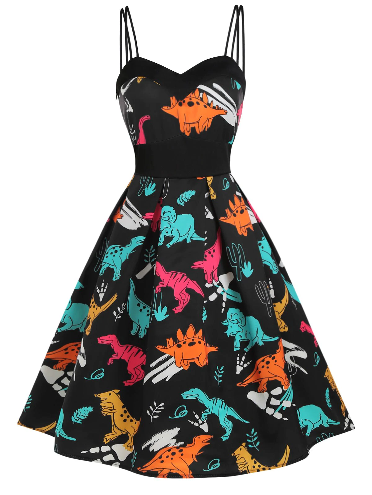 Dinosaur Print Dual Strap Dress