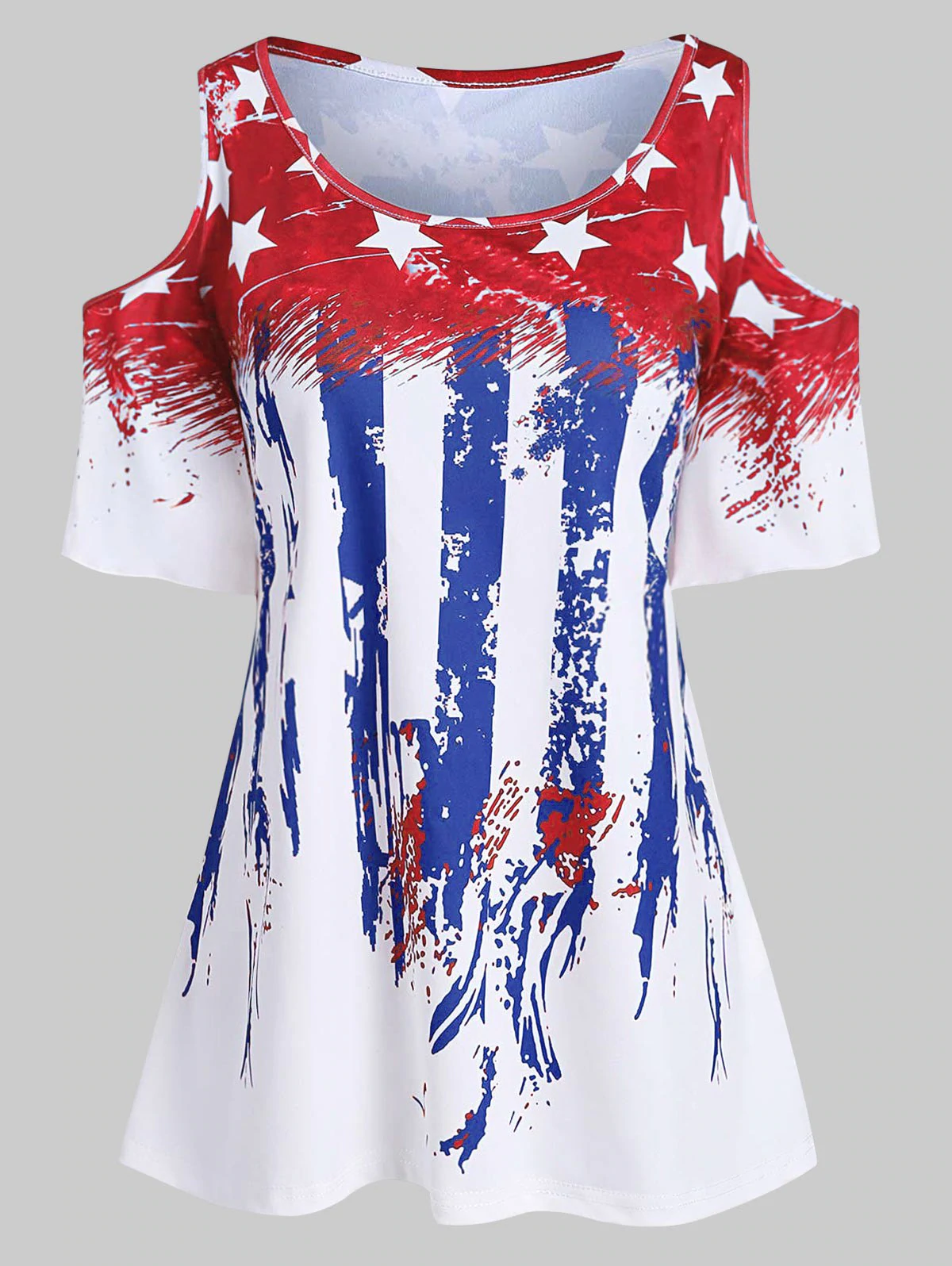 Plus Size American Flag Flare Sleeve T Shirt