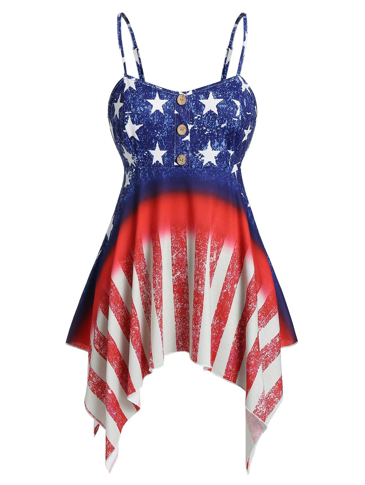 Plus Size Handkerchief American Flag Slip Top