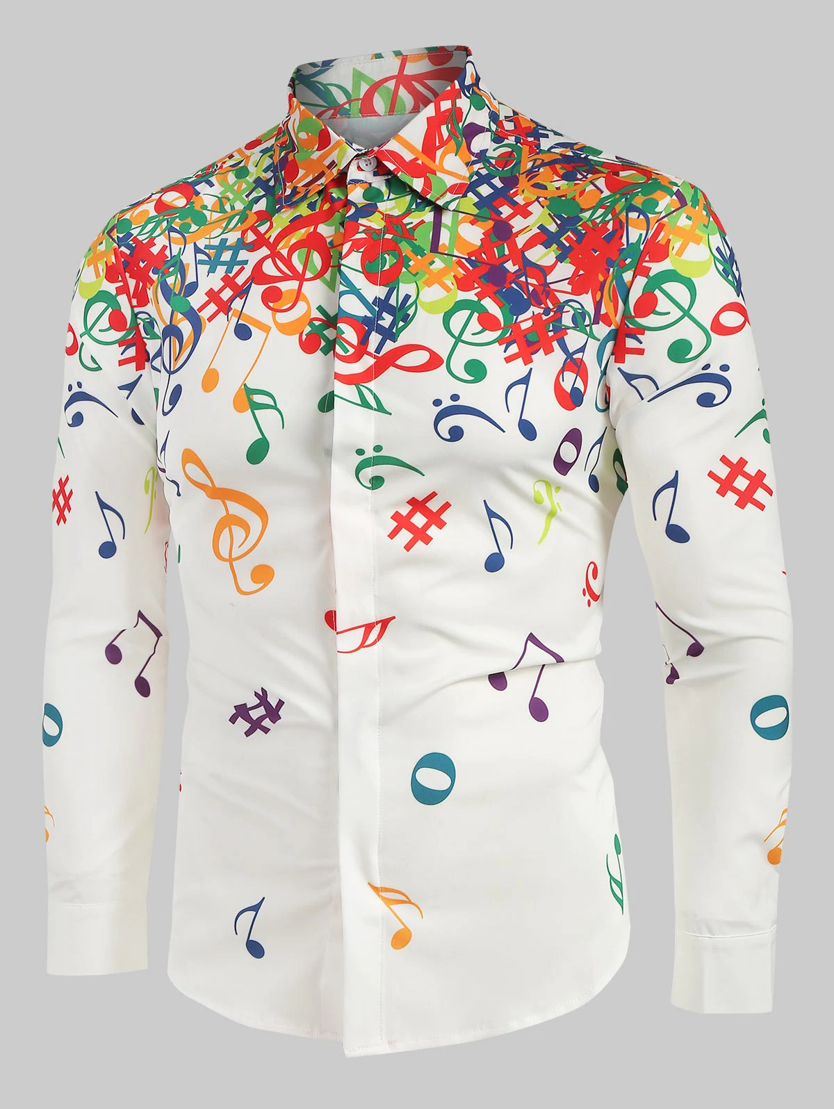 Musical Note Pattern Long Sleeves Shirt